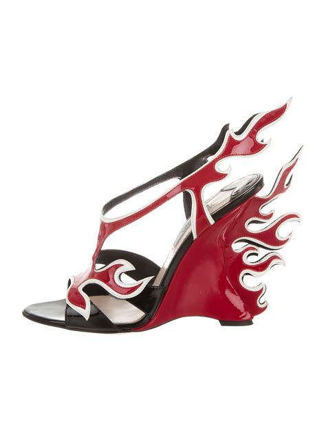 red prada flame heels|prada flame wedge.